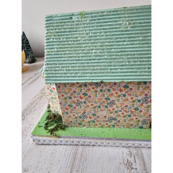 Pier 1 spring mint LED chapel village House Easter light up cardboard rare vinta - Picture 6 of 13